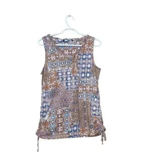 Style & Company NWOT scoopneck, crazyquilt tunic with ruching on  both sides